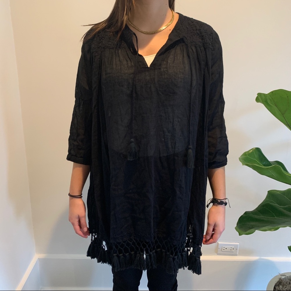 Roberta Roller Rabbit Black Sheer Coverup - Size M